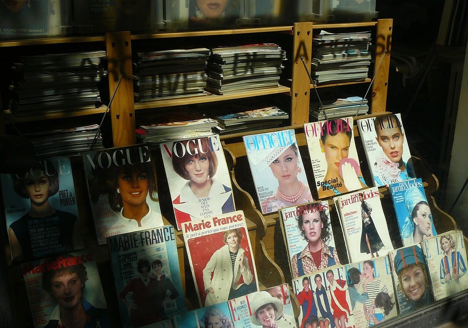 some famous magazines on a showcase